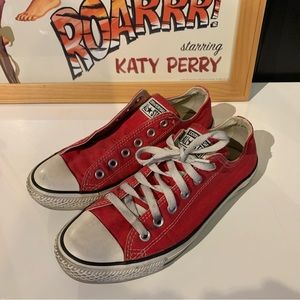 Converse Chuck  Womens 8 Mens 6 All StarLow Top Red Sneakers Used Missing Lace